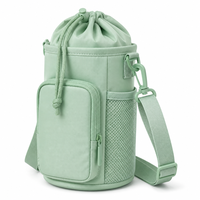 Sac isotherme en nylon pour bouteille d'eau avec doublure en aluminium et poche latérale en maille pour le voyage, directement de l'usine