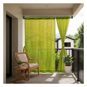Rideaux d'extérieur en toile de jute Lime Grass 180 GSM avec un ton vert frais et vibrant et un tissu filtrant la lumière pour un balcon ou un patio élégant - Product Image 1