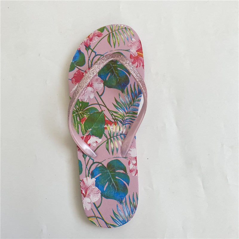 OEM PE PVC Printed Flip-flops Women Summer Beach Shoes Fashion Outdoor Filp Flops