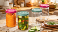Bocaux en verre transparent avec couvercles à vis en métal, contenants de stockage alimentaire pour la cuisine et la conservation