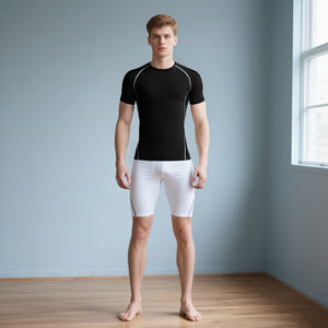 Ropa básica de alta calidad para hombre, camiseta de entrenamiento de talla grande, camiseta de compresión de alto estiramiento, ropa de entrenamiento, camiseta para hombre - Product Image 4