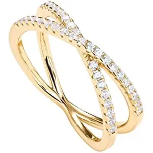 14 Karat vergoldeter X-Ring Simulierter Diamant CZ Criss-Cross-Ring für Frauen