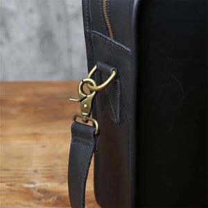 Maletín de Cuero Genuino para Hombre, Estilo Casual de Negocios, con Correa Cruzada, para Portátiles de 16 Pulgadas, con Cierre de Cremallera, OEM/ODM - Product Image 5