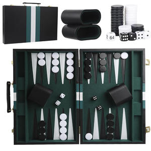 Jeu <span class=keywords><strong>de</strong></span> backgammon <span class=keywords><strong>de</strong></span> voyage portable pour 2 joueurs, plateau <span class=keywords><strong>de</strong></span> backgammon <span class=keywords><strong>de</strong></span> luxe personnalisé avec cube multiplicateur - Product Image 1