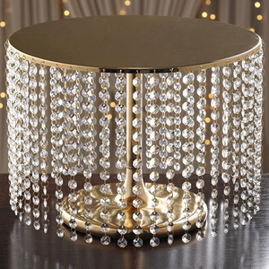 Deco Style Inc. 15 Elegantes Colgantes de Cristal Dorados, Candelabro de Metal, Plato para Exhibición de Pasteles de Boda, Cumpleaños, 12 Pulgadas de Alto - Product Image 2