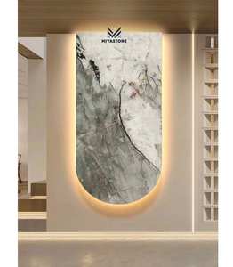 Dalle de pierre verte luxueuse polie moderne pour mur d'accent rétroéclairé intérieur, veines de jade naturelles, panneau translucide, décoration haut de gamme - Product Image 1