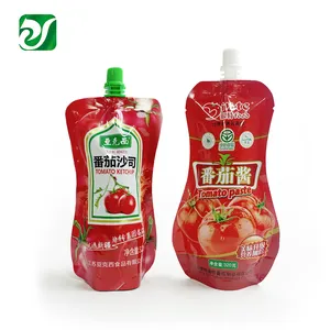 Embalagem de molho de alface e condimento Doypack Bolsa de bico de ketchup Stand Up personalizada de qualidade alimentar