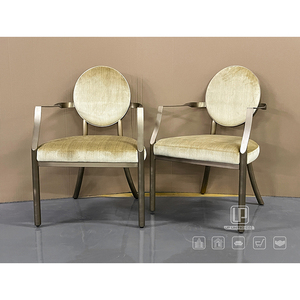 Chaises en métal marron de luxe pour restaurant et salle à manger, design tendance, avec coussin en velours - Product Image 3