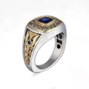 Anillo de circón de dos colores para hombre y mujer, joyería de moda, venta al por mayor