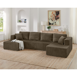 Modular Sectional <b>Sofa</b> Set Modern Striped Corduroy Upholstery Moveable Chaise Lounge <b>Sofa</b> <b>Bed</b> Durable Living Room Bedroom - Product Image 2