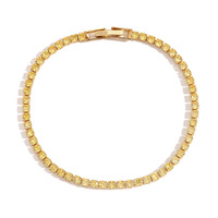   Bracelet chaîne élégant en cuivre plaqué or 14 carats avec zircone, style minimaliste