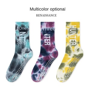 Customized Tie Dyed Silicone Non <b>Slip</b> Sports Socks for Spring and Summer Women MID Calf Yoga Socks - Product Image 5