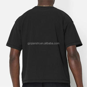 High Quality Custom Thick Cotton Washed T-shirt Hip Hop Blank Oversized Boxy Crop 320 Gsm t Shirt Heavyweight Vintage t Shirt - Product Image 5