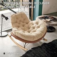 Fauteuil à bascule ergonomique rond en peluche chaude avec coussin épais et repose-pieds, canapé-lit sans structure pour l'intérieur