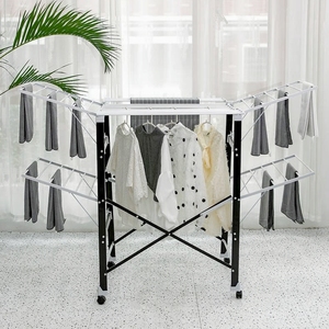 JANKO Séchoir à linge extensible à 2 niveaux, gain de place, pour séchage intérieur des vêtements avec roulettes - Product Image 4