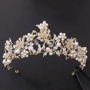 RS273 Blumen blatt Strass Königin Prinzessin Krone Handgemachte Perlen Kristall Hochzeit Diademe