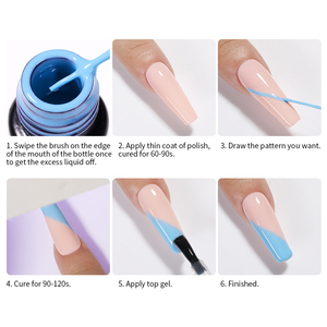 LILYCUTE Gel de couleur noir et blanc 5 ml pour nail art, <span class=keywords><strong>dessin</strong></span>, peinture, liner à appliquer au pinceau, vernis gel pour <span class=keywords><strong>manucure</strong></span> française DIY - Product Image 6