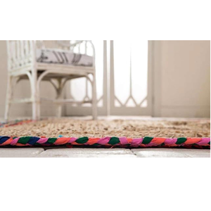 Alfombra de yute trenzada moderna hecha a mano, fibras naturales multicolores, 3x3 pies, dormitorio, sala de estar, casa de campo, juegos de alfombras estéticas - Product Image 3