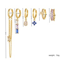 ZUOLA Nouvelle Collection : Parure de Boucles d'Oreilles Frangées en Saphir, Plaqué Or 18K, Laiton, Bijoux Tendance, Zircon Personnalisé, Lot de 6 Paires