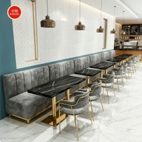 Meubles de restaurant de luxe modernes, canapé en velours, table à manger en marbre et ensembles de chaises pour café, salon de thé