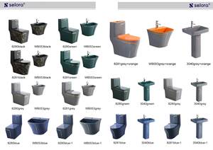 Moderno baño gris cuadrado artículos sanitarios Suite WC una pieza de cerámica inodoro conjunto con lavabo de pedestal - Product Image 5