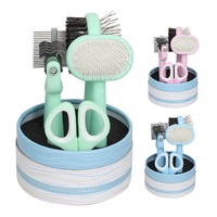 5 en 1 Kit de toilettage pour animaux de compagnie autonettoyant brosse lisse pour perte outil de démêlage chat chien cheveux Massage démêlage broche peigne