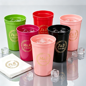 Mini-coupes à dessert incassables en plastique transparent, verres à vin pour toast, vaisselle pour fête, anniversaire, mariage avec serviette - Product Image 1