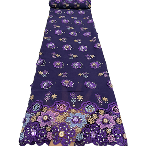 NI.AI Nouvelle Arrivée Tissu en Dentelle Suisse Africaine Voile Nigeria Robe de <span class=keywords><strong>Mariage</strong></span> Fête Broderie Florale Multicolore Dentelle Sèche avec Pierres - Product Image 2