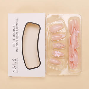 My Seven Days BZ1504 24 Piezas de Uñas Postizas Removibles con Diseño Francés, Puntas de Corazón y Pegatinas de Lazo con Diamantes de Imitación - Product Image 3