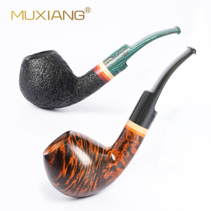 MUXIANG Tobacco Pipe Bent Type Solid Wood Smoking Accessory For Men Gift - Product Image 1