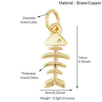 Pendentifs en laiton de mode, uniques, à motifs de queues articulées, d'écailles et d'os de poisson, avec émail et zircon, pour la création de bijoux faits main