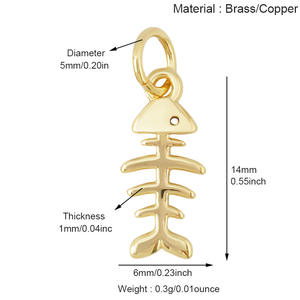 Mode Messing Einzigartige Gelenks chwänze Schuppen Fisch knochen Anhänger Charms für Schmuck Handgemachte Liebhaber Emaille Zirkon Fisch SCHMUCK - Product Image 6