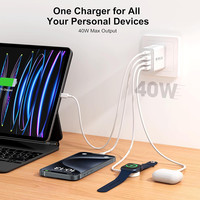 Adaptor pengisi daya ponsel Multi Port USB, pengisi daya dinding ponsel cepat perjalanan 3 USB QC3.0 5V 2,4 A 9V 18W 20W