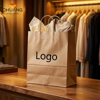Sacs en papier personnalisés avec logo d'usine, en matériau biodégradable, fond carré, sacs de magasin en papier kraft avec poignée, sacs en papier kraft