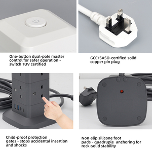 Anh đa cắm 13A nhiệm vụ nặng nề trẻ em cửa an toàn ổ cắm máy tính để bàn phòng họp A + C cổng điện mở rộng dẫn ổ cắm - Product Image 4