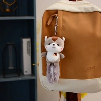 Porte-clés en peluche écureuil mignon avec grande queue moelleuse, pendentif en peluche écureuil à noix, ornement pour sac et clés de voiture, jouet en peluche, vente en gros