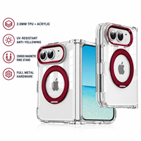 Étui de téléphone magnétique transparent en TPU acrylique de 2,0 mm pour iPhone Duo 2300GS avec support rotatif à 360°, résistant aux UV et anti-jaunissement