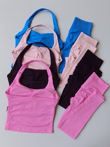 Completo Yoga <span class=keywords><strong>Donna</strong></span> 2 Pezzi Senza Schienale, Vita Elastica, in Spandex/Nylon, Elasticizzato, Asciugatura Rapida per Corsa, Esercizio e Attività all'Aperto - Product Image 1