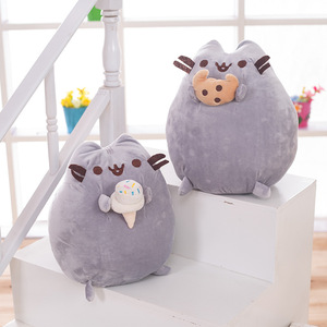 Peluche de Gato Gris Kawaii con Galleta, Suave y Adorable, Almohada Decorativa para Dormitorio de Niñas y Sofá - Product Image 4