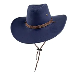 Unisex Western Style Wide Brim Suede Cowboy Hat Fancy Dress Accessory