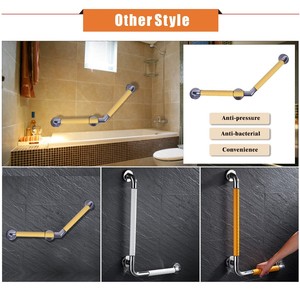 Barres d'appui murales en acier inoxydable Poignée texturée Main courante de surface Finition antirouille Poignée de support de douche biseautée à 135 - Product Image 4