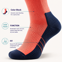 Chaussettes de course athlétiques à blocs de couleurs pour équipes, marque privée avec contrôle qualité et spécifications