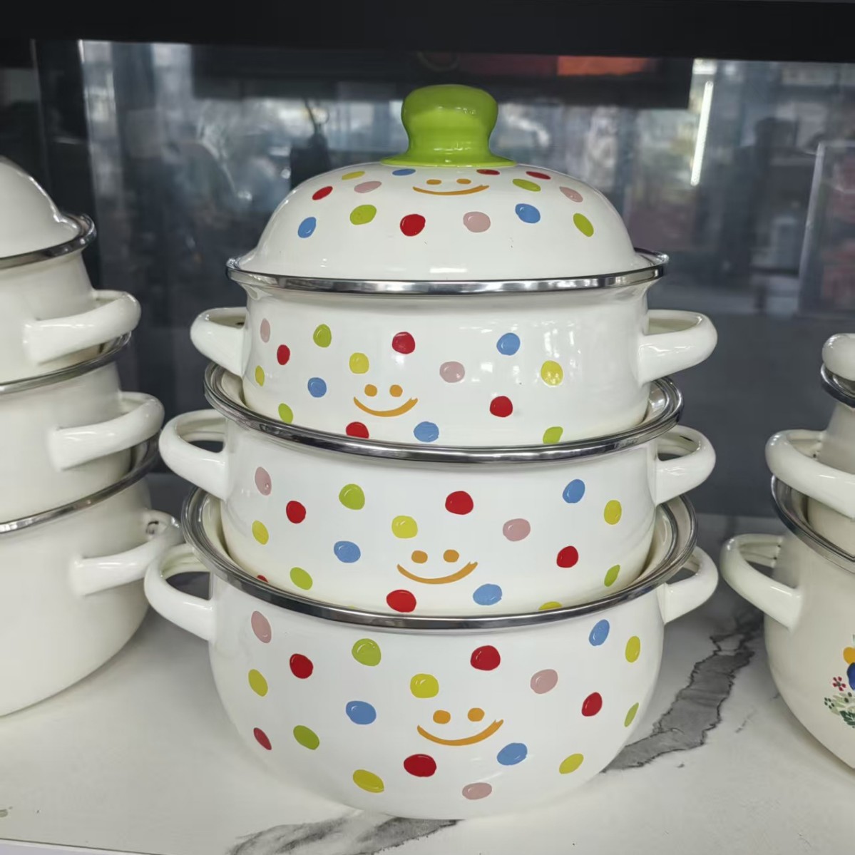 ensemble 3 pièces blanc pot smiley
