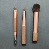 Pinceau à sourcils professionnel double embout avec brosse à cils et pinceau à poudre, manche or rose, pour le modelage et l'entretien des sourcils, outils de beauté