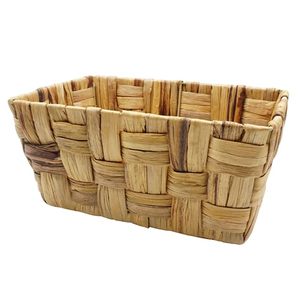 Panier rectangulaire en corde de jacinthe d'eau 24x16x11,5 cm avec cadre en fer, panier de rangement décoratif - Product Image 3