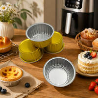 Gobelets de cuisson jetables en aluminium de 125 ml, résistants au four, pour mini-gâteaux, contenants de cuisson à domicile, avec couvercles en aluminium de qualité alimentaire écologiques