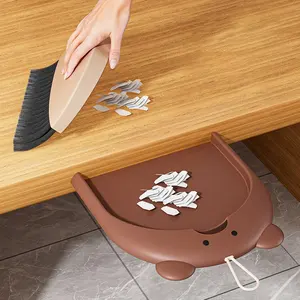 Ensemble balayette et pelle de bureau miniatures en silicone, motif dessin animé mignon, 1 pièce, pour nettoyage de clavier, coins de fenêtre et maison, nettoyage domestique miniaturisé - Product Image 4