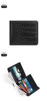 Dompet Kulit PU Tekstur Buaya Pria, Dompet Kartu Bisnis Pendek dengan Penutup Kancing, Harga Pabrik