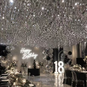 Tenda di Paillettes e Perline Rossa, Oro, Argento, Colorata, Lucida, Leggera, per Soffitto, Parete, Matrimoni, Feste, Decorazioni per la Casa - Product Image 3