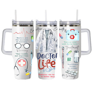 Gobelet isotherme en acier inoxydable à double paroi de 40 oz avec poignée, couvercle et paille, personnalisé en 3D, pour la Journée internationale des infirmières, vente en gros - Product Image 6